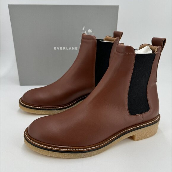 Everlane The Italian Leather Chelsea Boot Tobacco Brown 7.5 Women's Gum Outsole - Picture 2 of 10